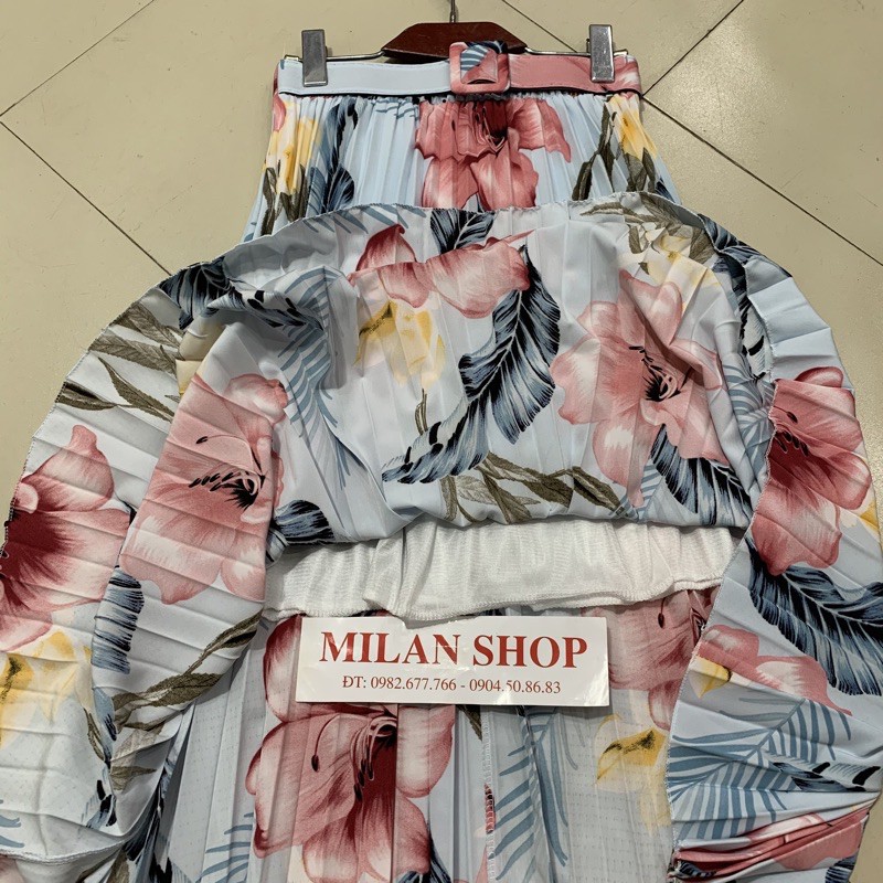 Chân váy hoa xếp ly kèm đai có lót nhiều màu | BigBuy360 - bigbuy360.vn