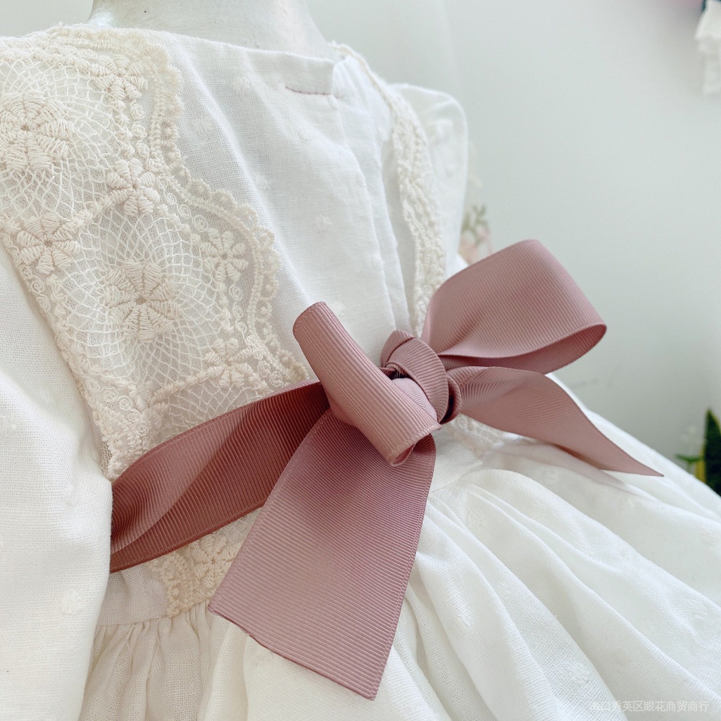 Đầm Công Chúa Lolita Phối Lưới Dễ Thương Màu Be In Hoa Dành Cho Bé Gái Sơ Sinh