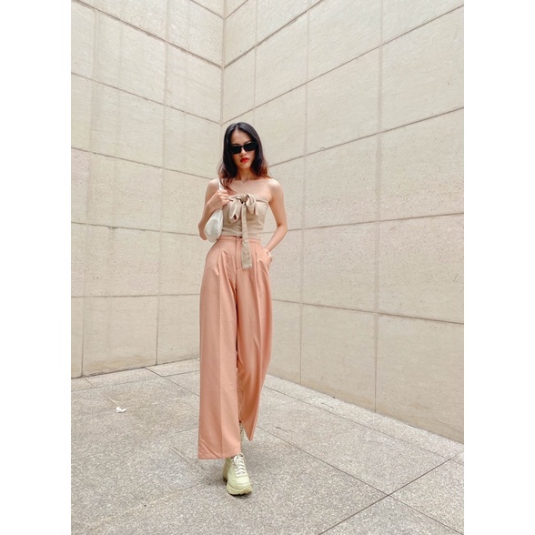 Quần ống rộng nữ xếp li lưng cao Alicia Pants Reverclothings