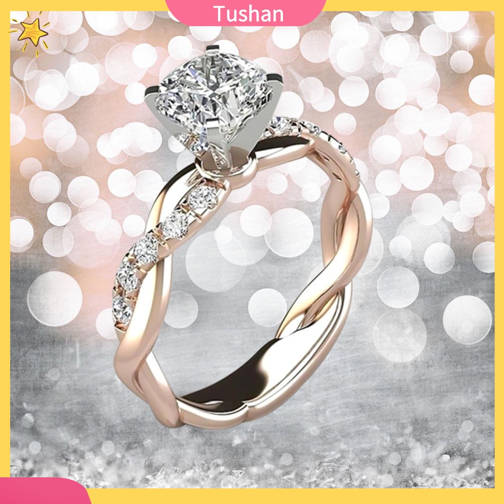 Nhẫn Đính Hôn Đính Đá Zircon Sang Trọng
