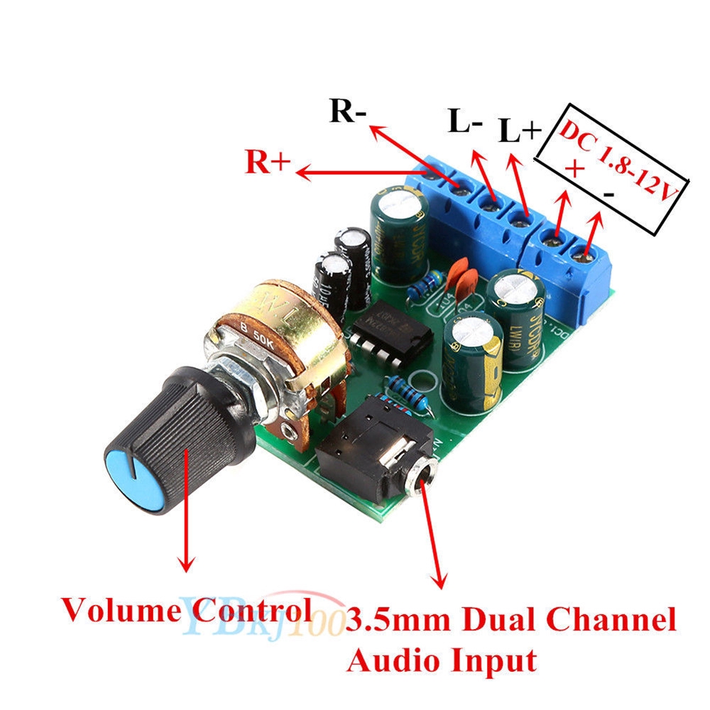 Bảng mạch khuếch đại âm thanh PCBFUN AUX kép DC 1.8-12V TDA2822M 2.0 chuyên dụng