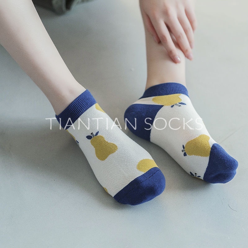 Vớ nữ cổ thấp Tất  cổ ngắn họa tiết trái cây hoạt hình phong cách hàn quốc xinh xắn dành cho bé gái