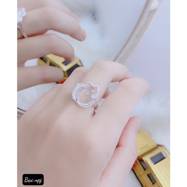Nhẫn hồ ly viền đá phong thuỷ,Bạc BNP