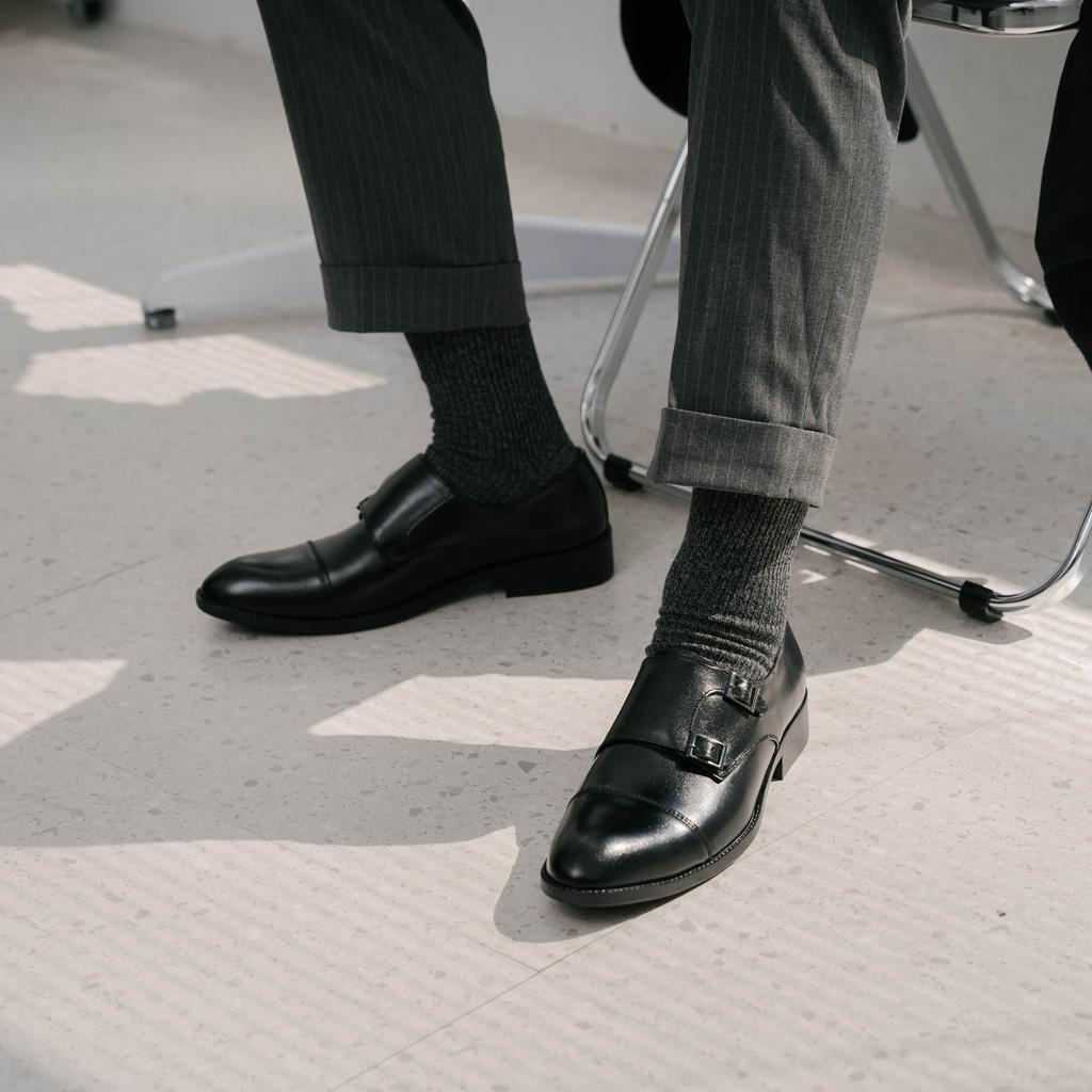 Giày Tây Double Monk Strap - Giày Tây Công Sở - 2 Màu Nâu và Đen - Giày Thầy Tu 2 Khóa - Đức Linh EZB095 EZB096