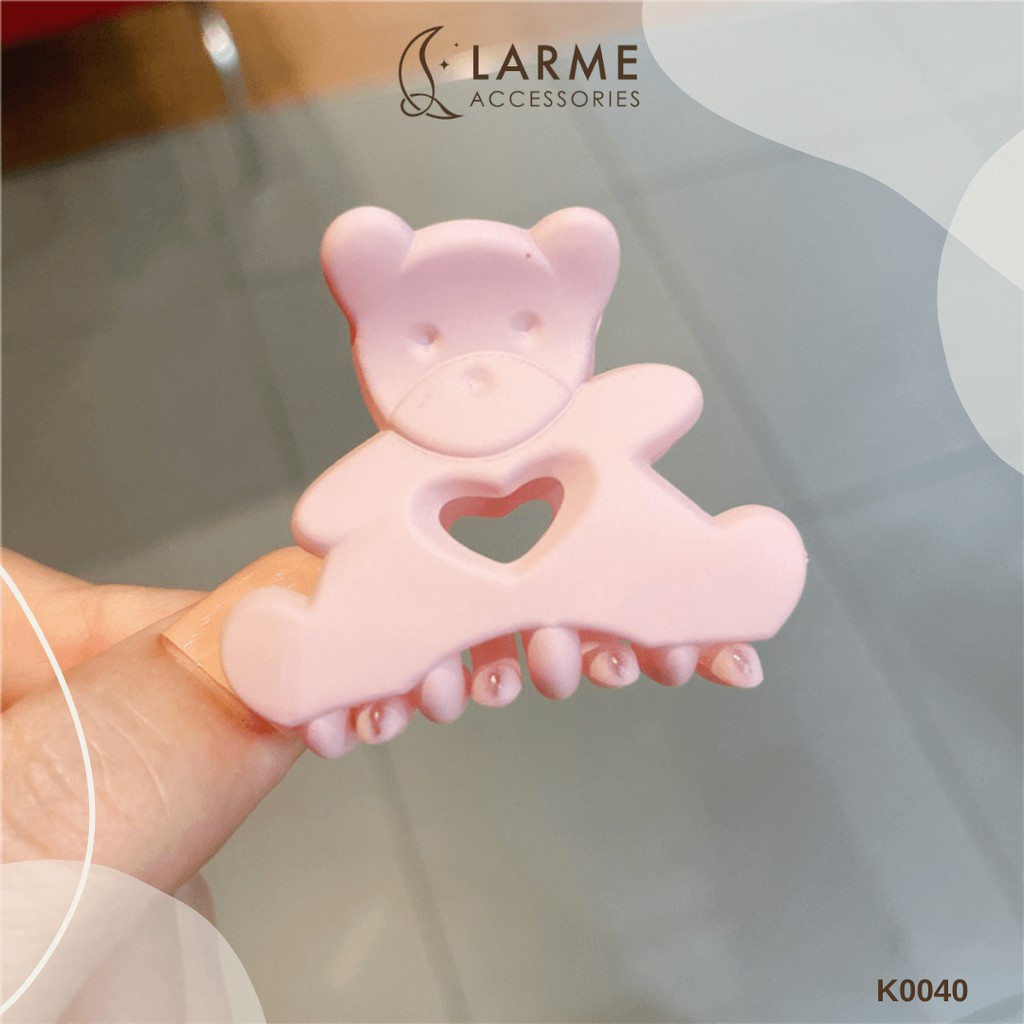 Kẹp càng cua, kẹp tóc mai hình gấu nữ Hàn Quốc màu sắc Larme Accessories - K0040