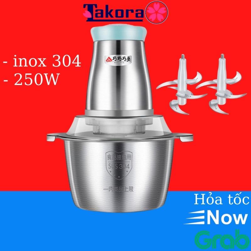 Máy xay thịt chính hãng 2 lít inox 304QIAO MA| Máy xay thịt đa năng chính hãng inox 3 lít, thực phẩm gia vị