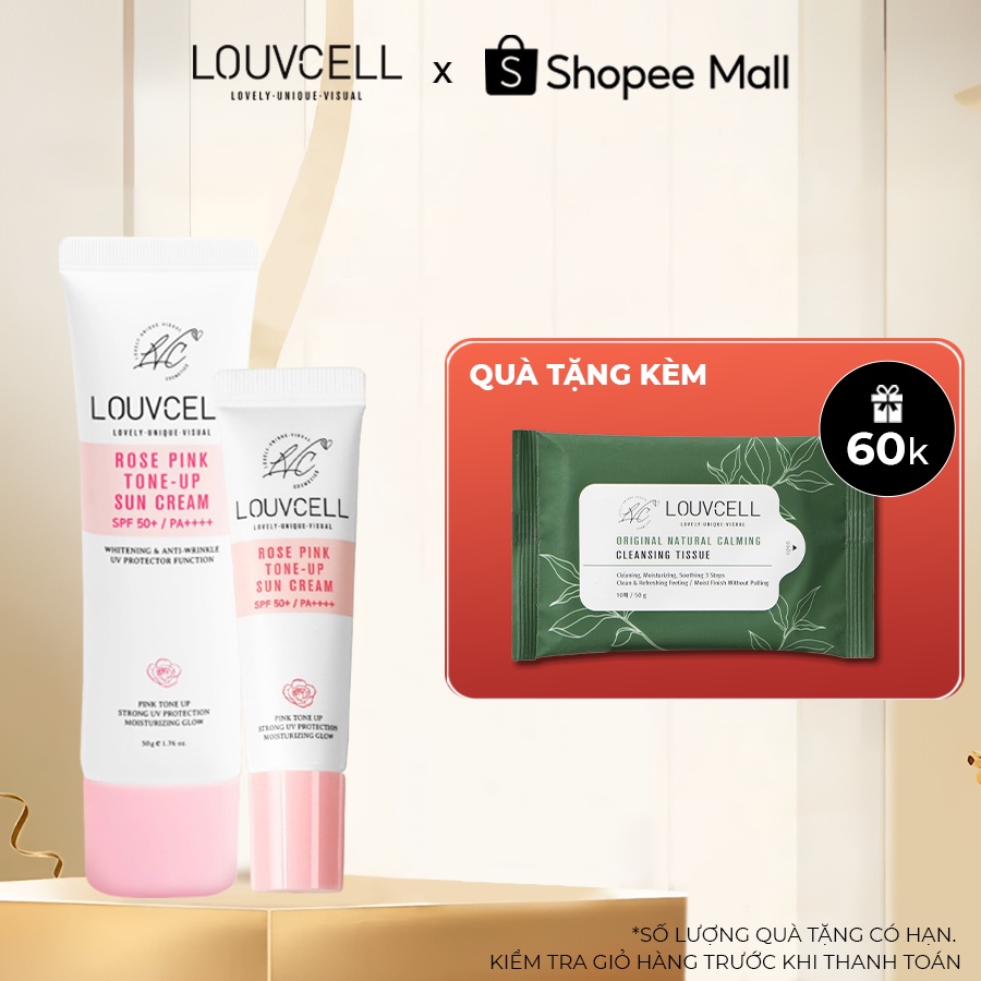 Set kem chống nắng làm trắng da tức thì Louv Cell Rose Pink Tone Up Sun Cream 50 ml