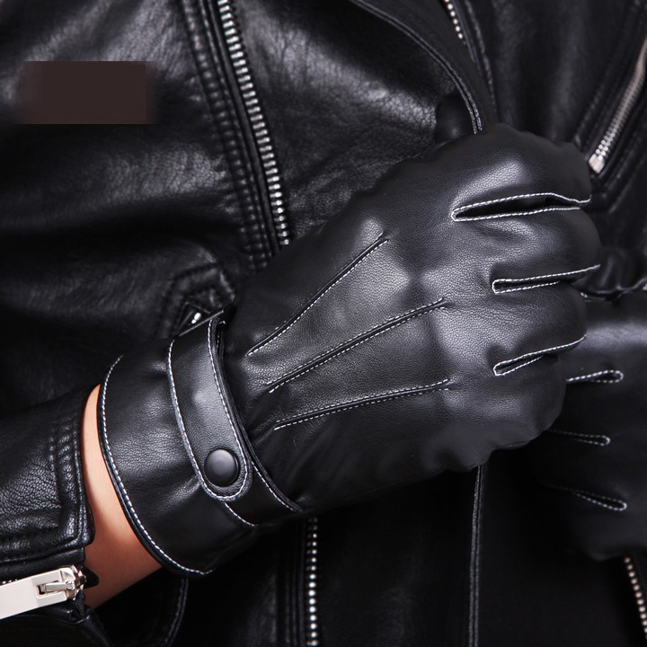 Găng tay da cho nam sử dụng được cảm ứng điện thoại Bao tay nam kiểu dáng basic chất da PU