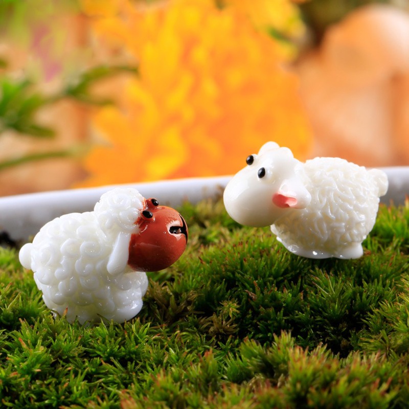 Set 2 Mô Hình Cừu Mini Trang Trí Sân Vườn