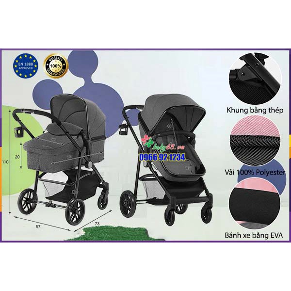 Xe đẩy kiêm nôi sơ sinh Kinderkraft Juli 2in1