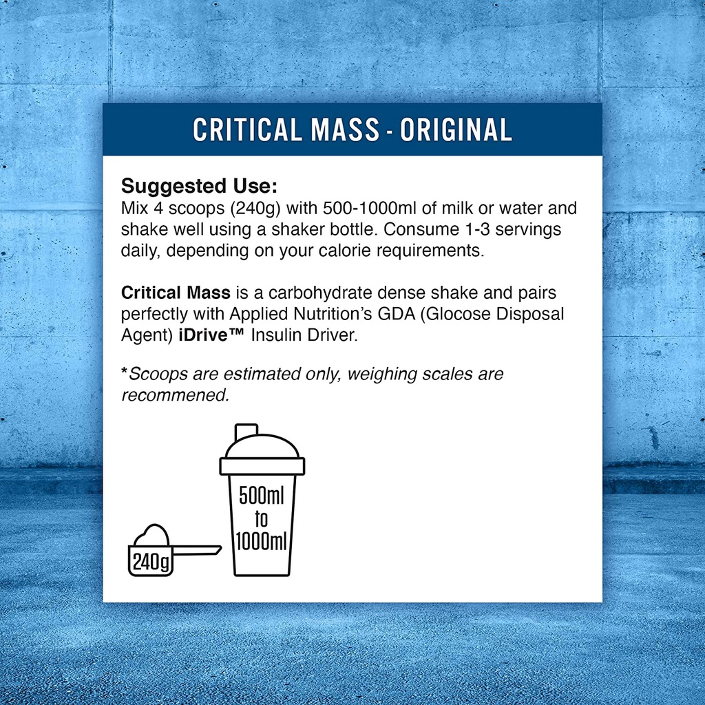 Túi Dùng Thử Sữa Dinh Dưỡng Tăng Cân Nhanh Tăng Cơ Bắp Applied Nutrition Original Critical Mass  1 Kg