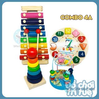 Combo 4 món Đồ chơi gỗ cho bé giúp bé tư duy, phát triển trí tuệ vừa học vừa chơi