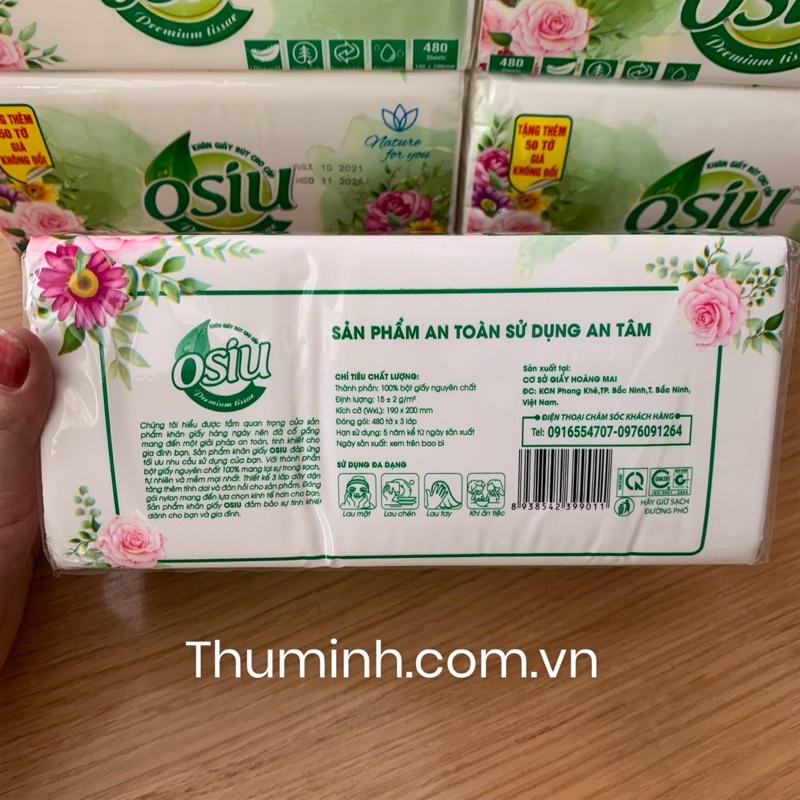 Giấy Ăn Rút Lụa OSIU 3Lớp x 480tờ