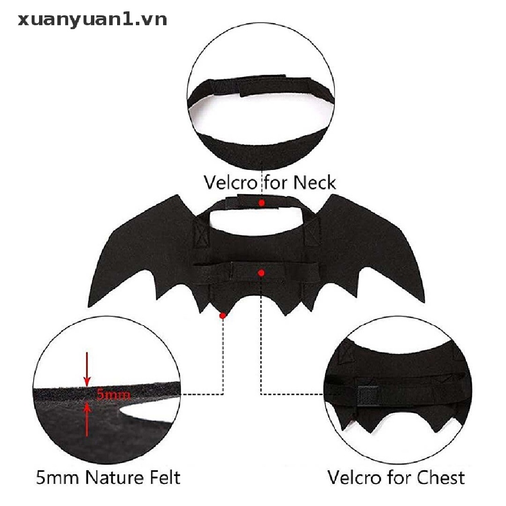 Cánh dơi màu đen hóa trang halloween cho thú cưng chó mèo