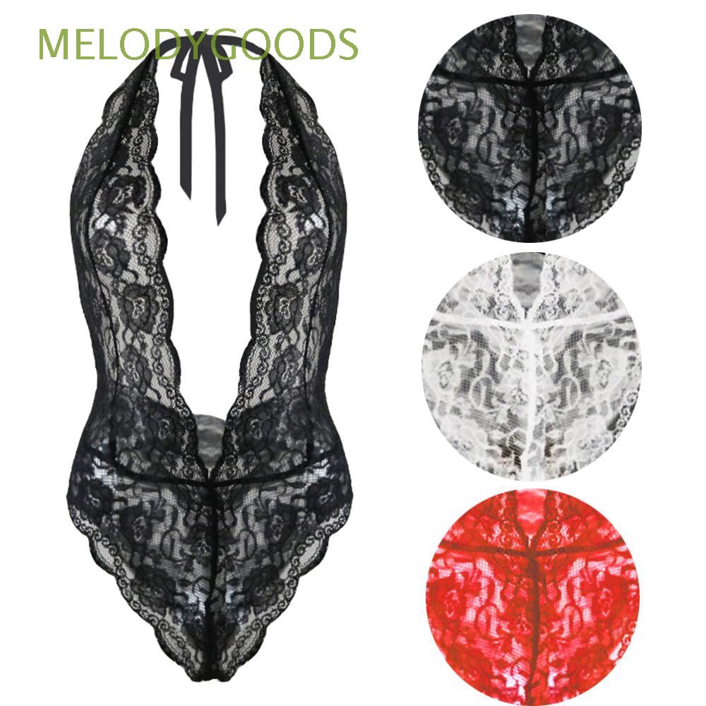 Bộ đồ ngủ áo liền quần họa tiết ren xuyên thấu siêu quyến rũ cho nữ