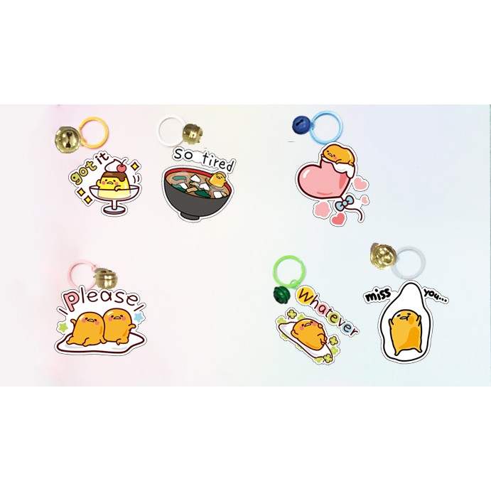 Móc khoá trứng lười gudetama dẹt vòng MKI19 móc khoá cute móc khoá dễ thương