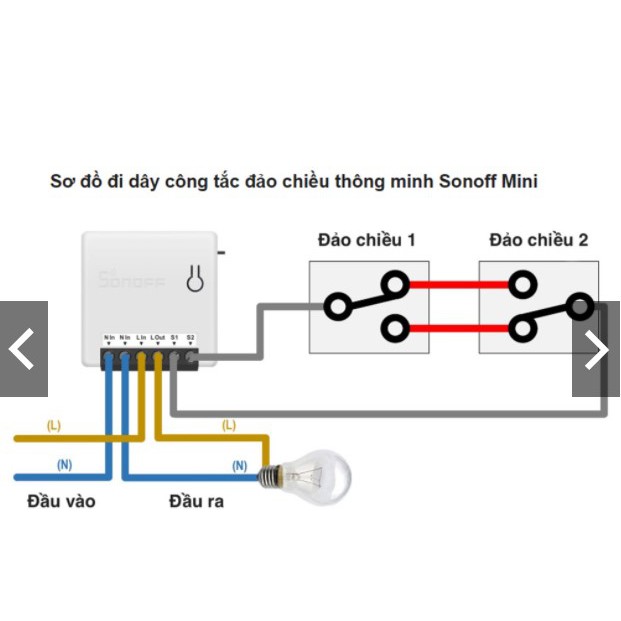 Công tắc wifi SONOF Mini siêu nhỏ gắn ổ điện âm tường điều khiển đảo chiều đèn cầu thang