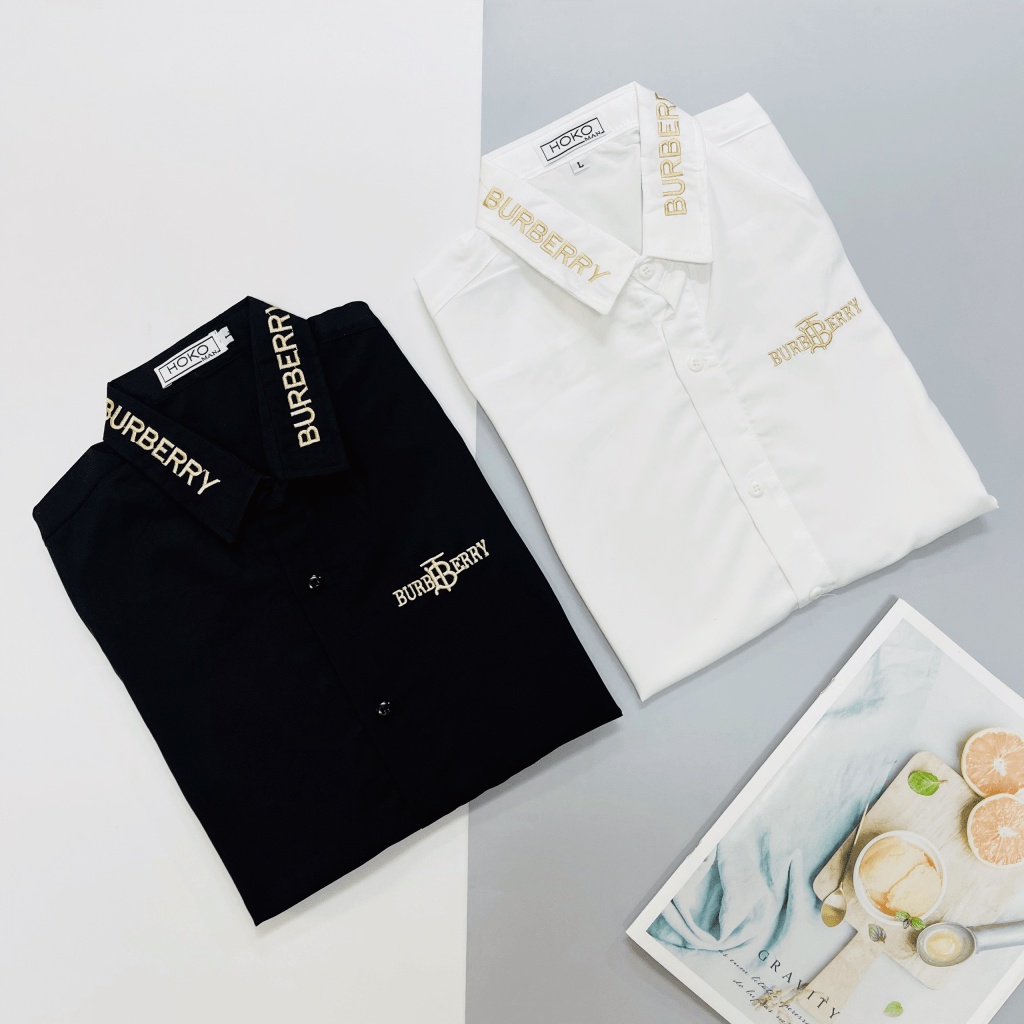 Áo Sơ Mi Nam Tay Ngắn Thêu Chữ Vải Lụa Cao Cấp Mềm Mịn Phong Cách Sang Trọng Lịch Lãm [NEW UNISEX]