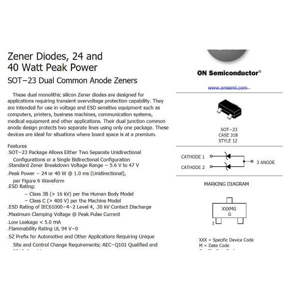 [COMBO 5 CON] MMBZ18VALT1G SOT-23 diode18A