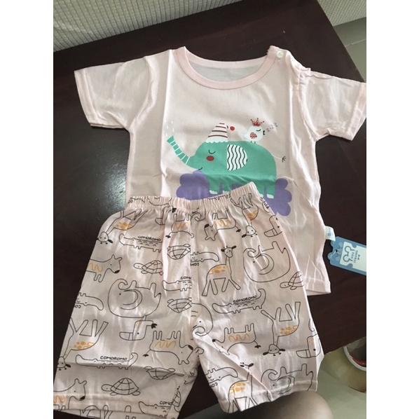 Bộ cotton cộc tay hàng Quảng Châu chất cực mát cho bé