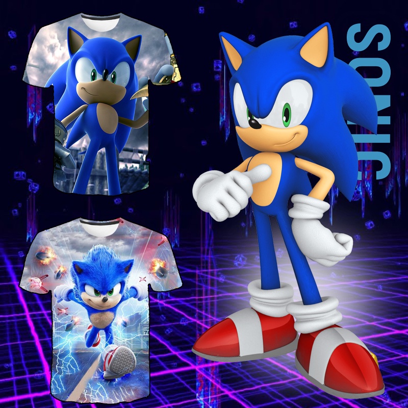 Áo Thun Tay Ngắn In Hình Nhím Sonic 3D Thời Trang Cho Bé