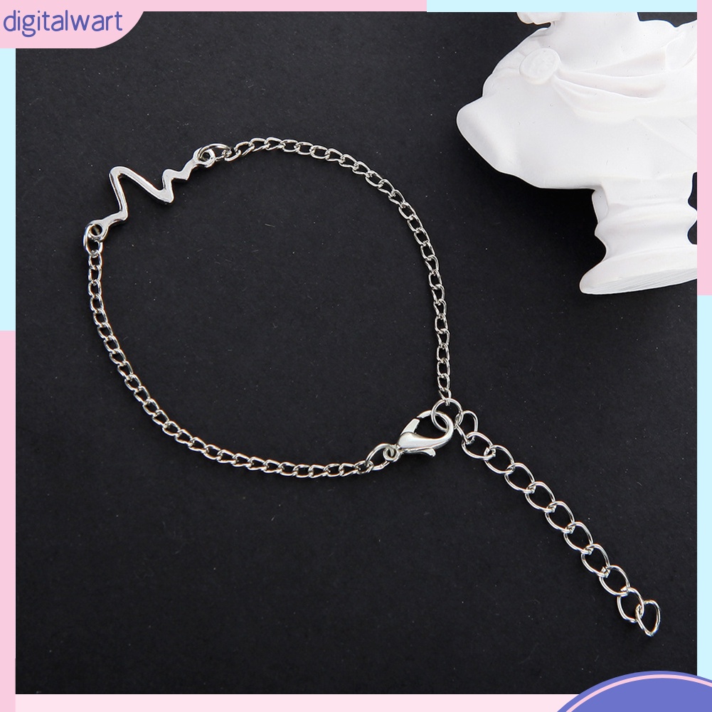 Vòng tay kim loại thiết kế hình nhịp tim cá tính trẻ trung Unisex