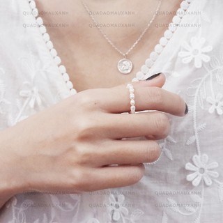 Trang sức nữ phối hạt trai cổ điển thanh lịch, vòng đính bông hoa phong cách vintage #true love #quadaomauxanh