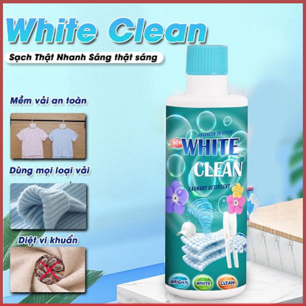 Tẩy trắng quần áo White Clean, Tẩy Mốc, Tẩy Ố Vàng Quần Áo - Dùng Cho Cả Vải Trắng Và Màu  dung tích 500ml