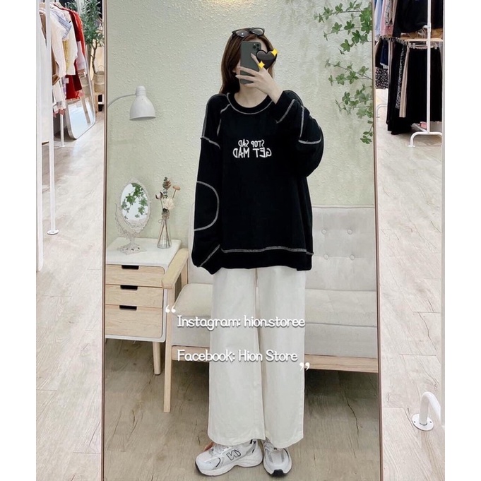 ẢNH THẬT] Áo Sweater Chỉ Nổi Chữ Thêu Phong Cách Unisex Nam Nữ Dáng Rộng