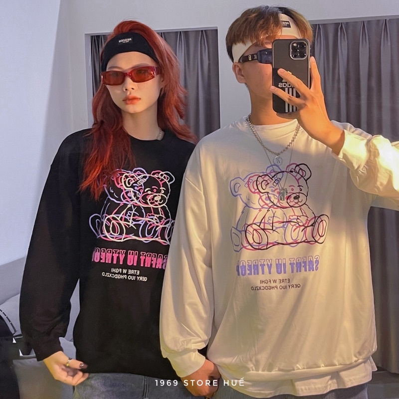 Áo phông dài tay gấu 9085 🌸[FREESHIP]🌸 Áo form rộng 1969 | BigBuy360 - bigbuy360.vn