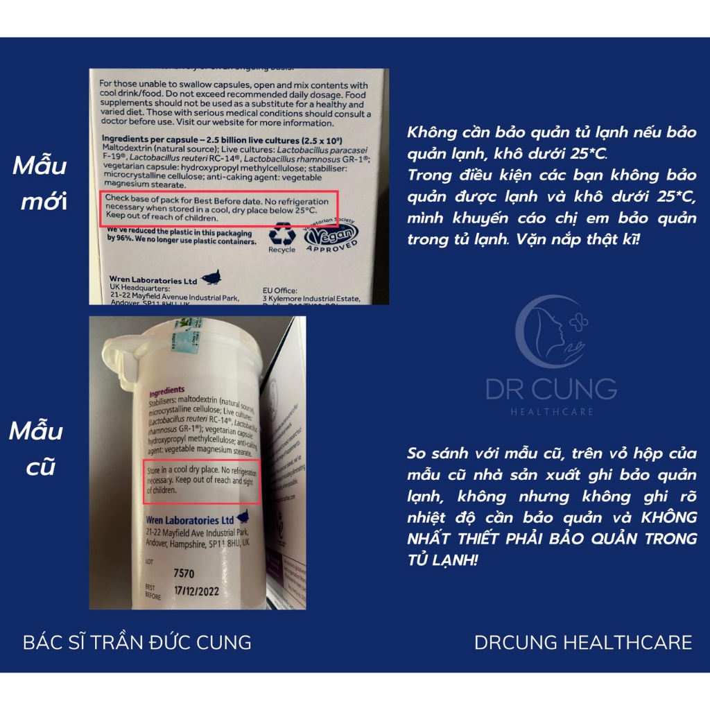 Bác Sĩ Cung Optibac Tím - Men Vi Sinh Phụ Khoa, Chăm Sóc Vùng Kín, Lợi Khuẩn, Tăng Sức Đề Kháng (Hộp 30 viên/90 viên)