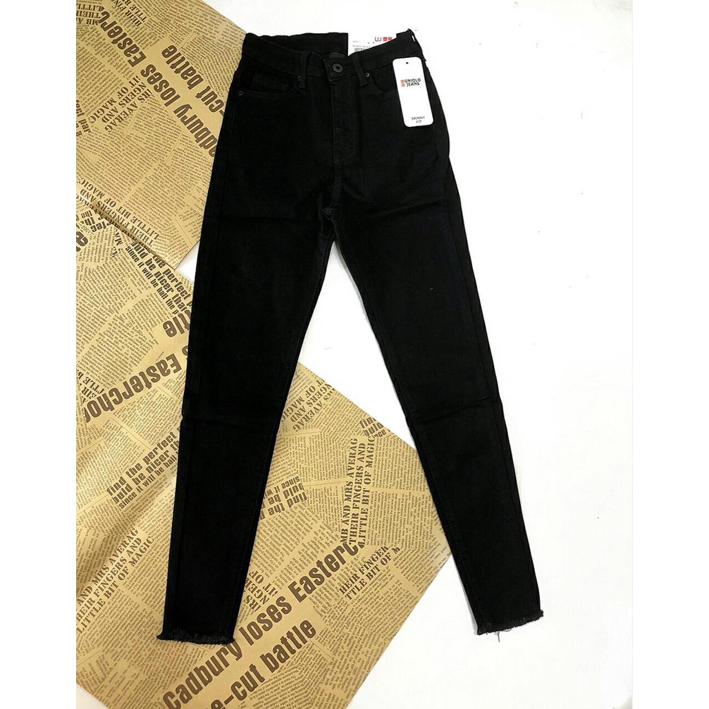 Quần bò Jeans skinny đen ôm VNXK cạp lưng cao co giãn