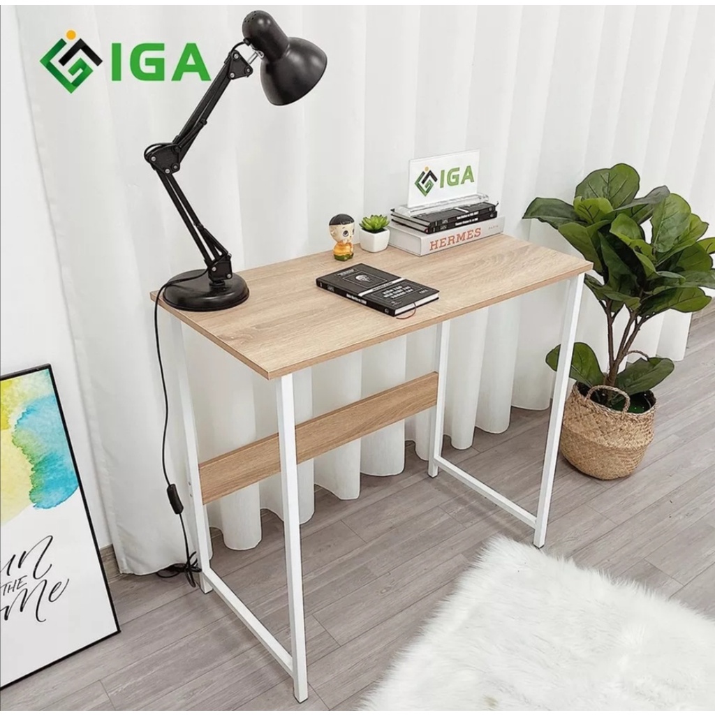 Bàn làm việc khung sắt sơn tĩnh điện. Kích thước 80 x 73 x 40cm. Gỗ MDF phủ amelamine cao cấp