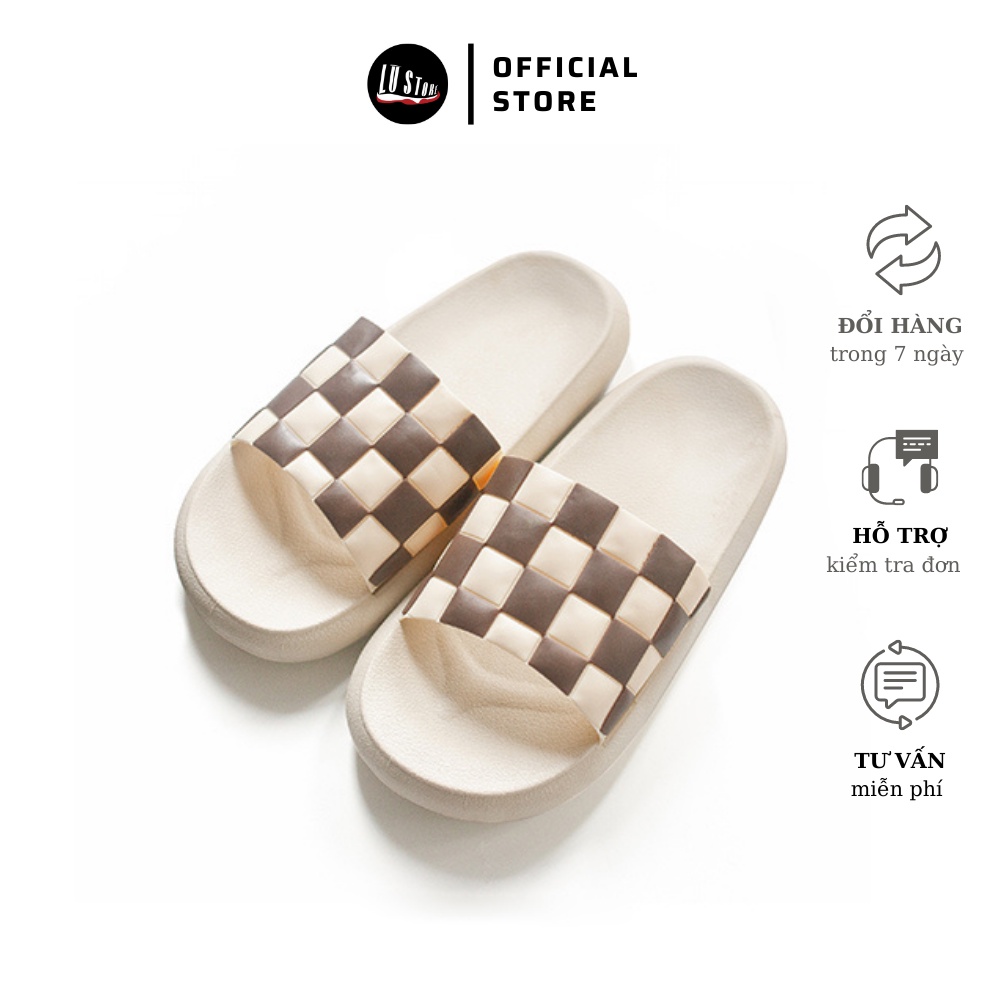 Dép nữ đế bánh mì, dép quai ngang kẻ caro chất liệu cao su non siêu êm size từ 36-41 [Lù Store] - BM03