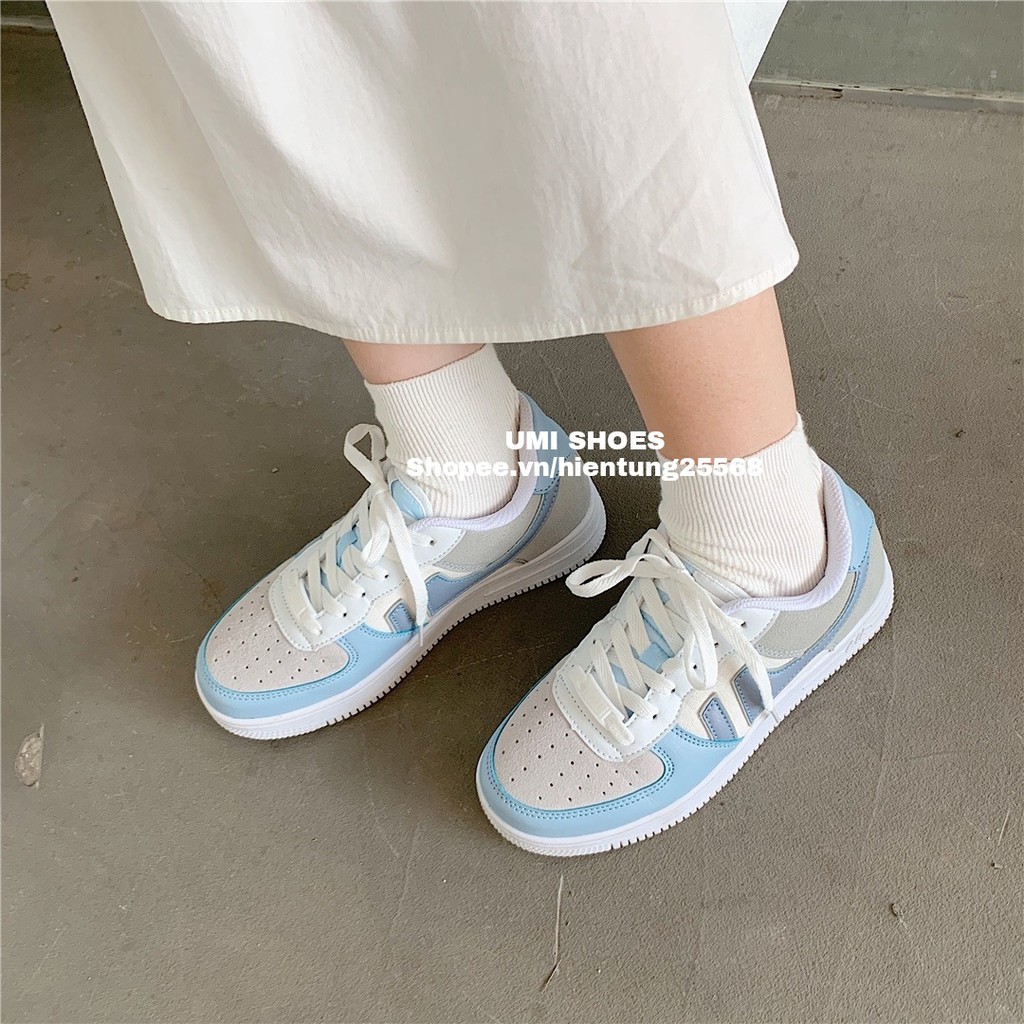 [HÀNG CÓ SẴN] Giày thể thao nữ đế bằng cao 4cm mã A1 mềm êm giá rẻ học sinh đi học đi chơi đơn giản màu đen trắng/xanh | BigBuy360 - bigbuy360.vn