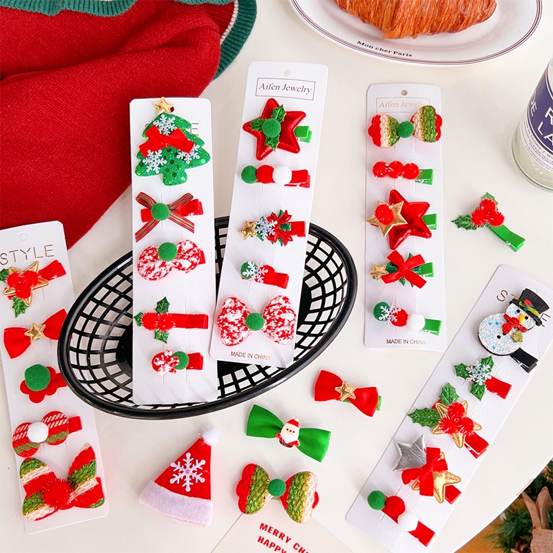 [Hb Gift] Set 5 Kẹp Tóc Noel Nhiều Họa Tiết Đáng Yêu Bbshine