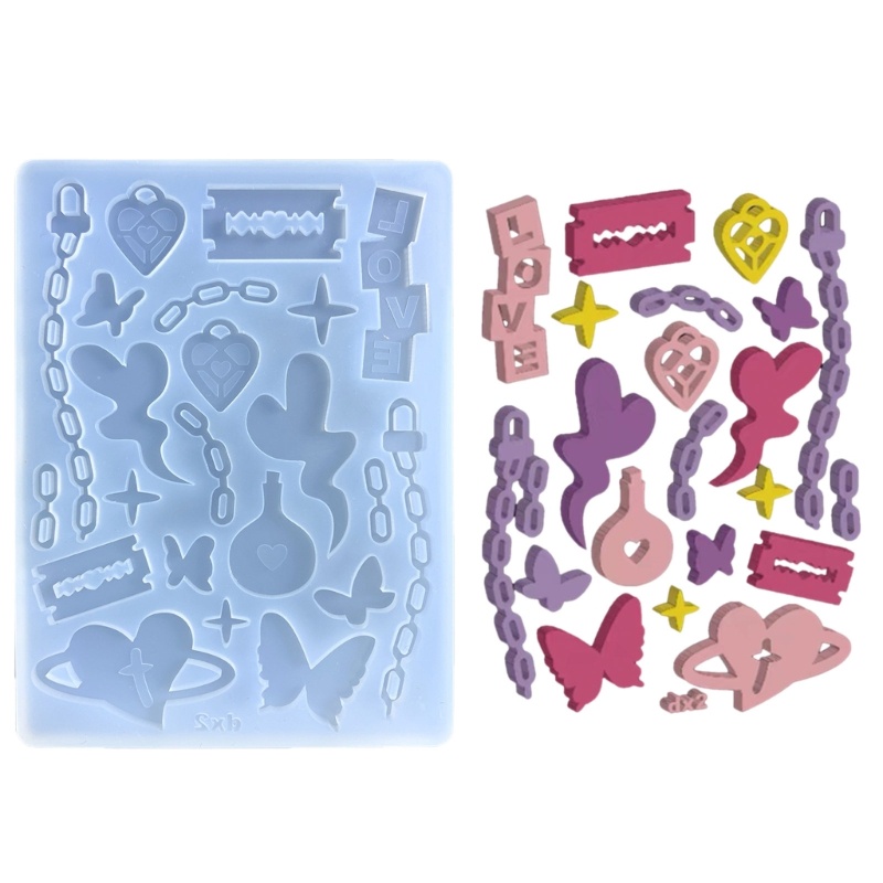 ✿ Khuôn Silicone Làm Mặt Dây Chuyền / Móc Khóa Hình Học Nhiều Biểu Tượng Lấp Lánh DIY