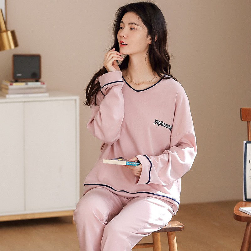 Bộ Đồ Ngủ Pijama Cotton Dài Tay Thời Trang Cho Nữ