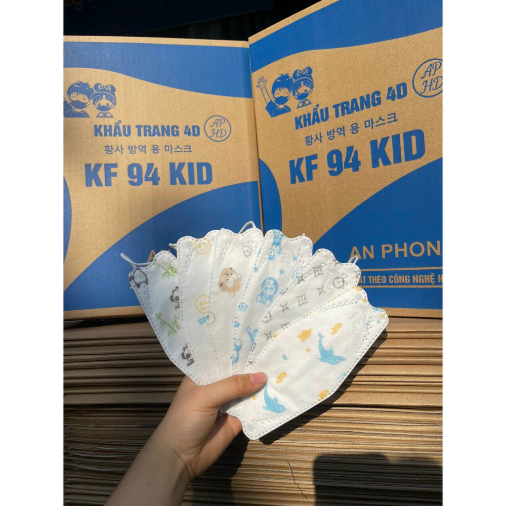 Thùng 600 Chiếc Khẩu Trang Y Tế Cho Bé, 4 Lớp KF94 HD KID In Họa Tiết - Đạt Chuẩn Công Nghệ Hàn Quốc, Ngăn Ngừa Vi Khuẩn