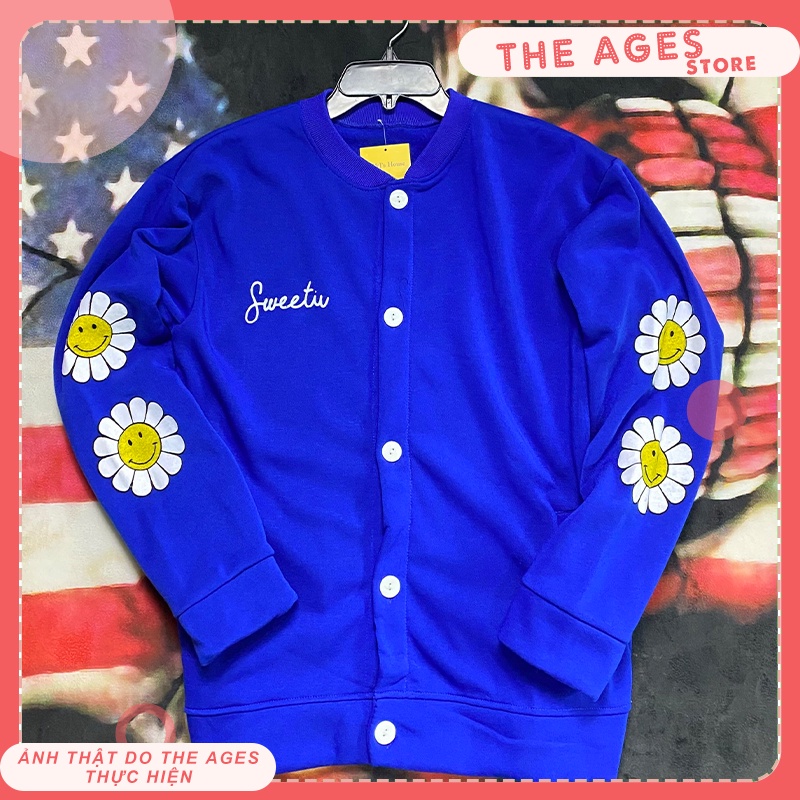 Áo khoác cardigan nữ form rộng Hoa Hướng Dương [THE AGES], áo khoác nỉ cardigan unisex ulzzang hàn quốc | BigBuy360 - bigbuy360.vn