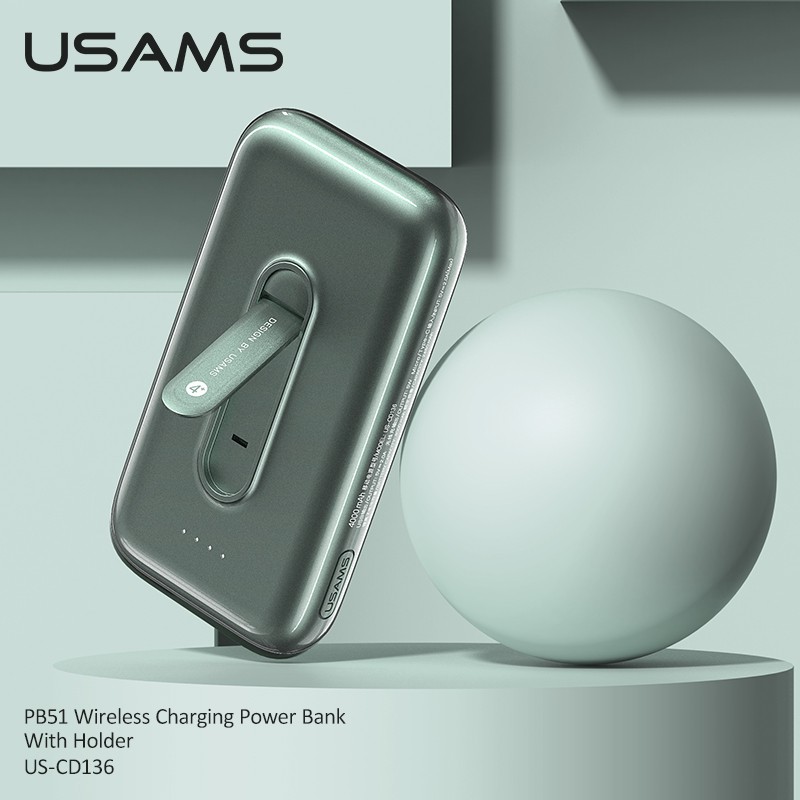 USAMS 4000mAh Sạc Dự Phòng Không Dây Kèm Giá Đỡ Dành Cho Iphone Huawei Mate 30 Xiaomi