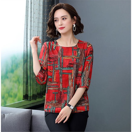 Áo Thun Tay Ngắn Cổ Tròn Vải Lụa Lạnh Mỏng In Họa Tiết Dễ Thương Cho Nữ