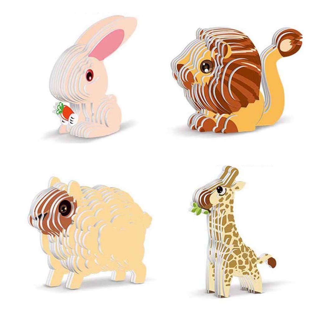 Đồ Chơi Xếp Hình 3D Bằng Giấy Họa Tiết Động Vật Dễ Thương Bắt Mắt