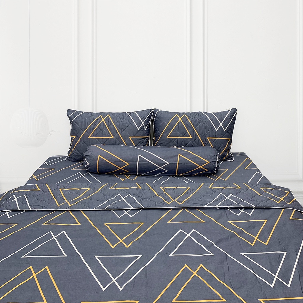 Bộ Ga Gối 100% Cotton Thuần Việt Mền Mịn, Thoáng Mát - Xám COT04