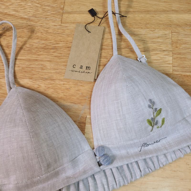 Cam _  Áo lót nữ/ Bra Linen thêu tay