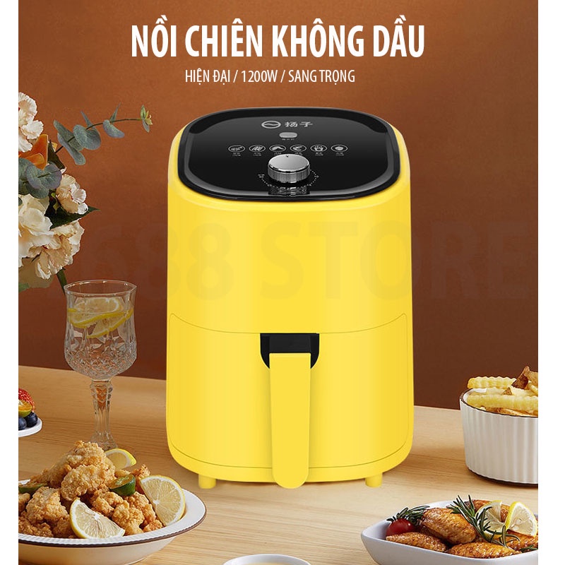 Nồi Chiên Không Dầu Dung Tích 4L Màu Vàng Công Suất 1200W Chế Biến Được Tất Cả Các Món-Hàng Chính Hãng