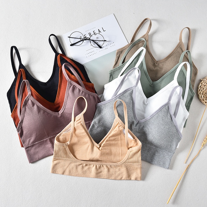 Áo ngực bra nữ len tăm gân thể thao nâng ngực - Áo lót bralette tập gym coton mềm không gọng mút mỏng YLY22