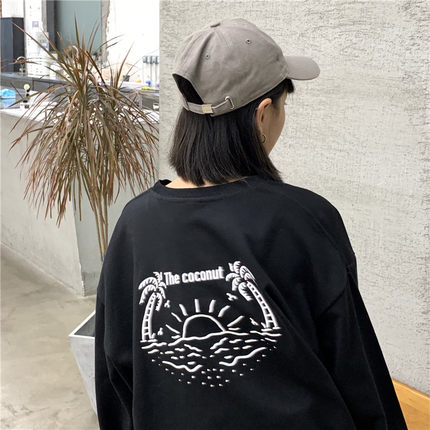 Áo Hoodie Tay Dài Dáng Rộng Phong Cách Hàn Quốc 2021