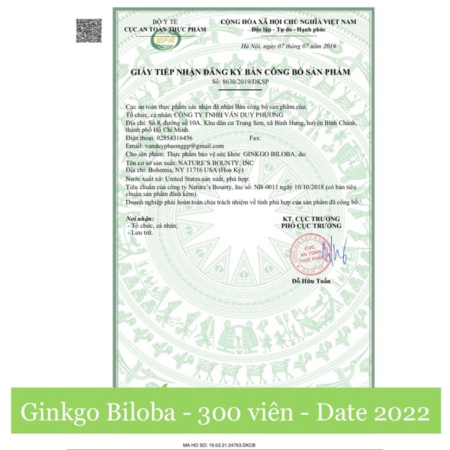 Viên uống bổ não Ginkgo Biloba 120mg chai 340 viên | Thế Giới Skin Care
