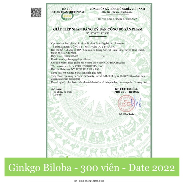 Viên uống bổ não Ginkgo Biloba 120mg chai 340 viên